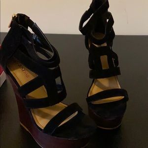 Super Sexy JustFab Black Adina Wedge Heels